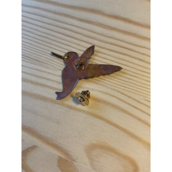 Handcrafted Copper Hummingbird Lapel Pin With Multicolor Patina Finish - Picture 3 of 5